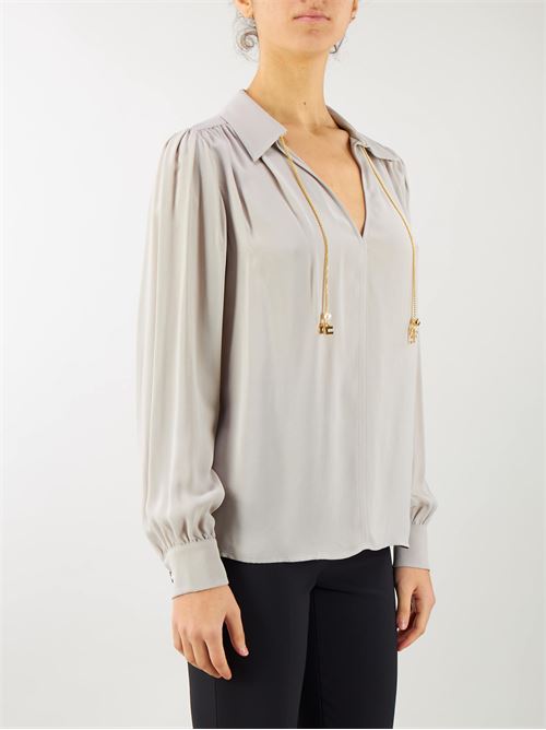 Camicia in georgette di viscosa con accessorio sul collo Elisabetta Franchi ELISABETTA FRANCHI | Camicia | CAT3041E2155